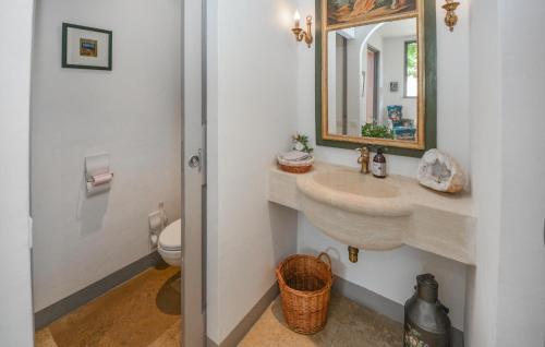 a bathroom with a sink and a mirror at Stunning Home In Noves With Wifi in Noves
