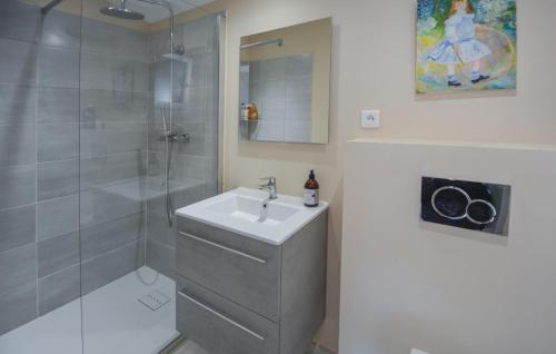 a bathroom with a shower and a sink and a shower at Stunning Home In Noves With Wifi in Noves