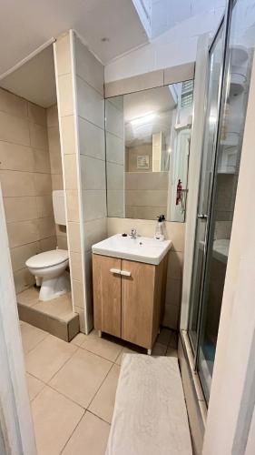 a bathroom with a sink and a toilet at Sweet Alfama, Apartment 2 in Lisbon