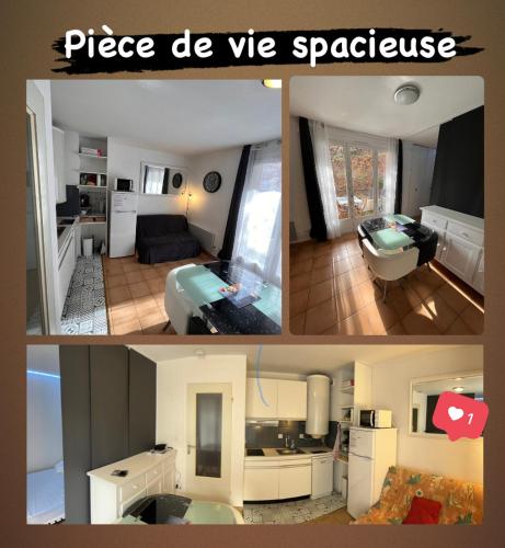 un collage de deux photos d'une pièce dans l'établissement Location curistes et vacanciers, à Amélie-les-Bains-Palalda