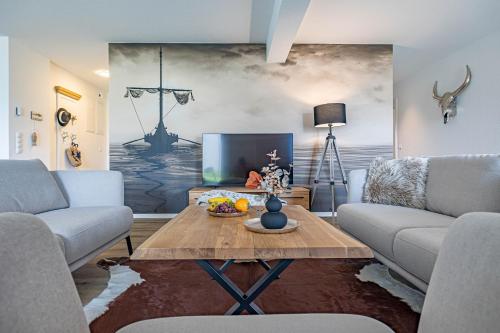 Posezení v ubytování Ferienwohnung Wiking-Koje 1 Schleswig