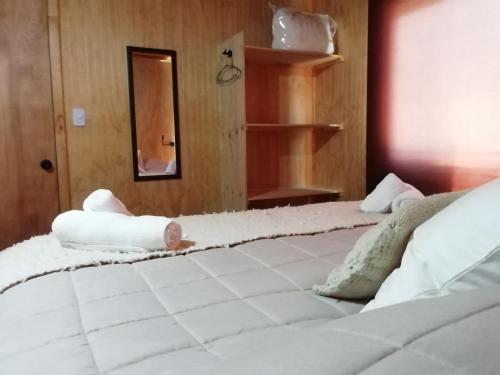 Postel nebo postele na pokoji v ubytování Cabañas Lodge Patagonia truful