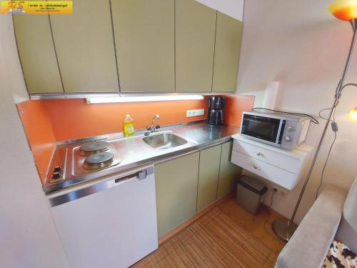 Kuchyň nebo kuchyňský kout v ubytování Apartment Grimmingblick