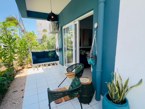 Χώρος καθιστικού στο One bedroom with private garden