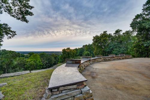 a row of benches sitting on top of a hill at Scenic Getaway with Fire Pit and Grill in Columbia! in Columbia
