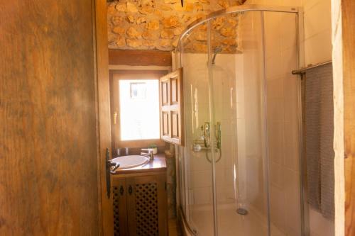 a bathroom with a shower and a sink at La casita de ucero in Ucero
