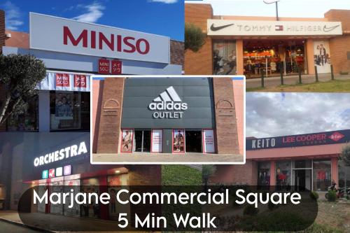 a collage of four pictures of a store at Oranger Family House Marrakech City Center, Private Large House, Terasse Garden View, Free Parking in Marrakech