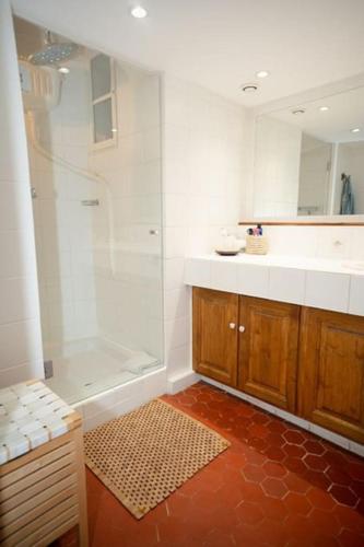 une salle de bain avec une douche, un lavabo et une baignoire dans l'établissement Hôtel Particulier Aix, à Aix-en-Provence