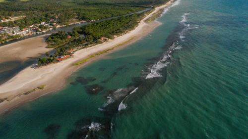 an aerial view of a beach and the ocean at Transamerica Dunas de Marapé in Jequia da Praia
