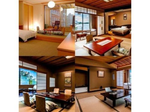 a collage of three pictures of a living room at Tokigasane - Vacation STAY 15859v in Kaga