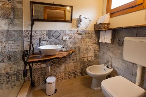 a bathroom with a sink and a toilet at Camping Camplani in Zone