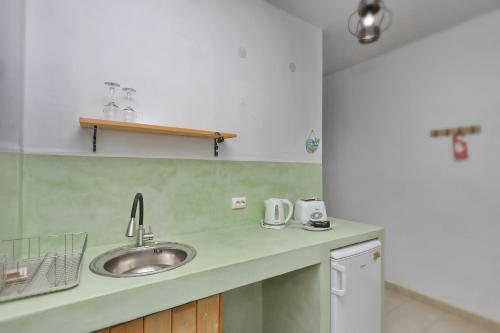 Kuchyň nebo kuchyňský kout v ubytování Skopelos Evergreen Apartments