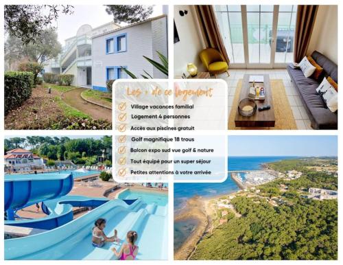 un collage de photos d'une piscine dans l'établissement 