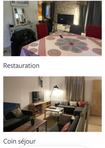 un salon et un salon avec un canapé et une table dans l'établissement Villa Jean Mira, à La Grande Motte