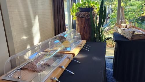 a row of incubators in a room with a window at Landhotel Diever in Diever