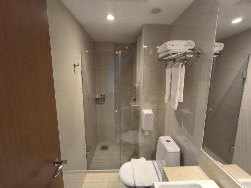 Bilik mandi di Raridade!! Flat Particular de Alto Padrão em Hotel Novíssimo - Cama King Size e Cama de Solteiro - Limpeza Diária Gratuita - Ótimo Preço - Excelente Atendimento - Melhor Localização de Brasília - Dentro do Hotel Ramadã Brasília Alvorada