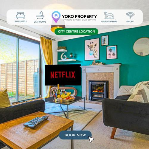 a display of a tv in a living room at Emerald House - Prime Location - Driveway Parking, Pool Table, Fast Wifi, Self Check-In and Sky TV by Yoko Property in Milton Keynes