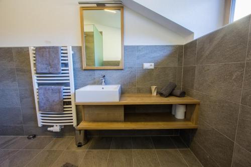 カディピエトラにあるMaurmairhofのバスルーム(洗面台、鏡付)