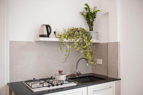 a kitchen with a sink and a stove at Biffi 2 - Garbatella Rooms in Rome
