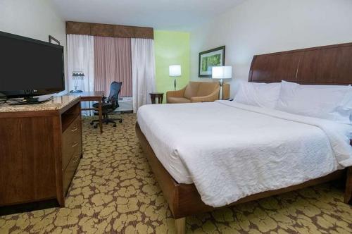 Una habitación de hotel con una cama y un televisor de pantalla plana. en Wyndham Garden New Orleans Airport, en Kenner