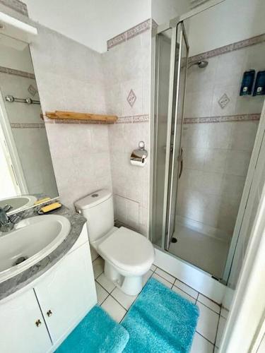 une salle de bain avec toilettes, douche et lavabo dans l'établissement Studio hyper centre Trouville, à Trouville-sur-Mer
