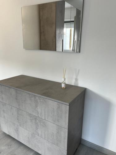 メストレにあるAt Home Mestre Via Nigra Venezia come a casa ma in vacanzaのバスルーム(大きな鏡付)