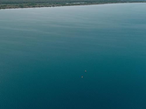 an aerial view of a large body of water at Khaban Bacalar Hotel Boutique in Bacalar