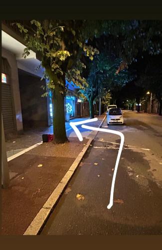 a white car parked on the side of a street at Anila in Cislago