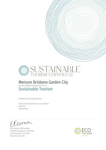 Certifikát, hodnocení, plakát nebo jiný dokument vystavený v ubytování Mercure Brisbane Garden City