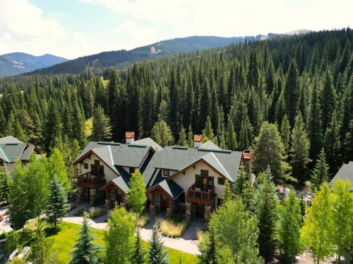 an aerial view of a house in the mountains at Union Creek Townhome 144C New Listing! townhouse in Copper Mountain