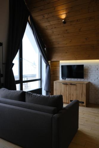 TV a/nebo společenská místnost v ubytování Baza Smart Hotel
