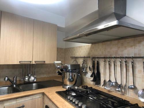 a kitchen with a sink and a stove top oven at Deliziosa tavernetta in Policoro