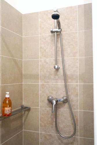 une douche avec pommeau de douche dans une salle de bain dans l'établissement Chez Pascal Sissi -New Appart, Ile Nantes, CCgrés, à Nantes