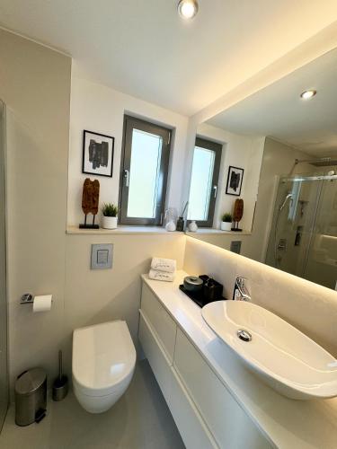 a bathroom with a toilet and a sink at VILLA ONEUM - Apartment SOL with privat POOL in Omiš