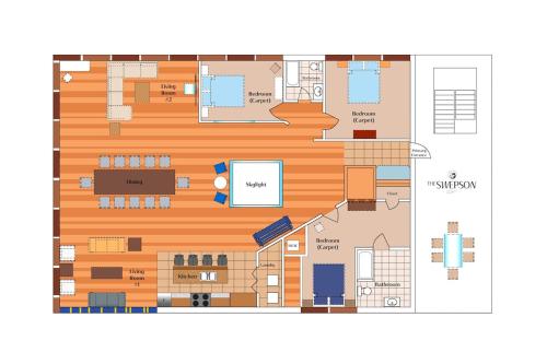 a floor plan of a building at KING Penthouse Sleep8 4Bed 3BR 2BA Swepson Loft in Louisville