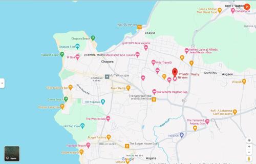 a map of the united states with cities and airports at Portu Stay Goa in Vagator