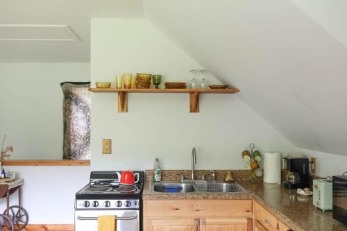 Dapur atau dapur kecil di Blue Rivers Cottage & Loft