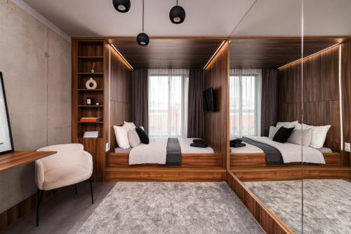 Posteľ alebo postele v izbe v ubytovaní Apartments Wroc'LOVE by me &302 Legnicka Self Check-In 24h & Lift & Air conditioning