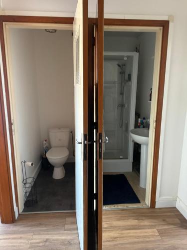 une salle de bain avec toilettes et lavabo dans l'établissement Elisabeth, à Bray-Dunes