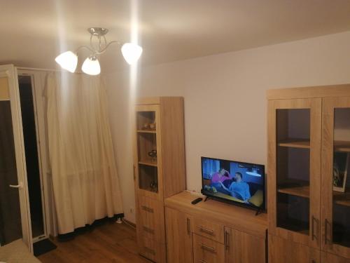 TV a/nebo společenská místnost v ubytování Kawalerka Sochaczew Chodaków