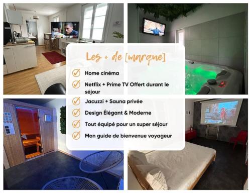 Una televisión o centro de entretenimiento en Évasion Spa Jacuzzi Sauna Home cinéma