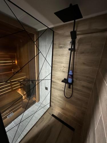 a view of a room with a glass wall at Plivska vila 1 in Jajce