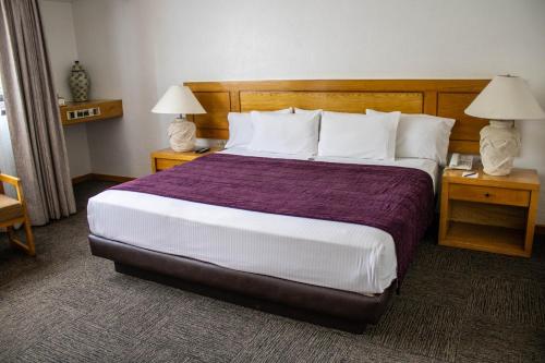 a bedroom with a large bed with two night stands at Cantalagua Inn in Atlacomulco de Fabela
