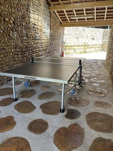 a ping pong table sitting on top of a floor at Maison de campagne profitez vue exceptionnelle in Bessins