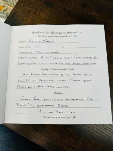a thank you letter to a friend at The Lookout in Carbis Bay