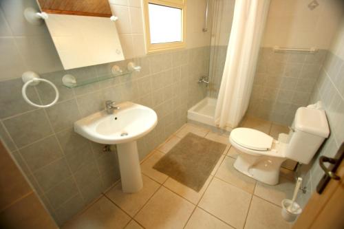a bathroom with a sink and a toilet at Alonia Villas in Pissouri