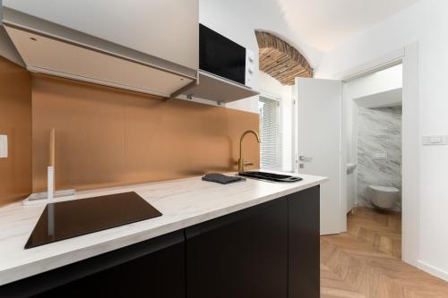 a kitchen with a sink and a counter top at Corso Apartments in Rijeka