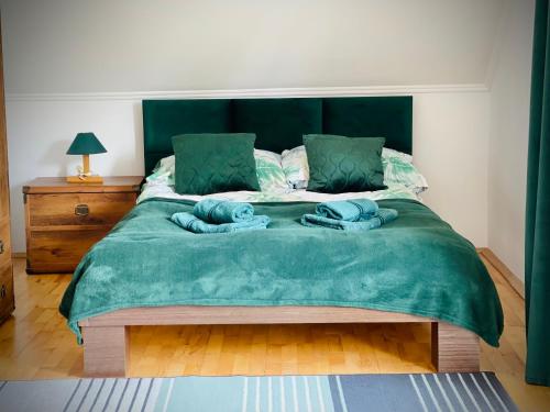 Cama o camas de una habitación en Polańczyk Dom, Apartamenty - Leśny Domek Polańczyk