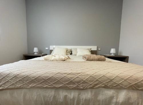 a bedroom with a large bed with two pillows at Casa MontOrfano Erbusco in Erbusco