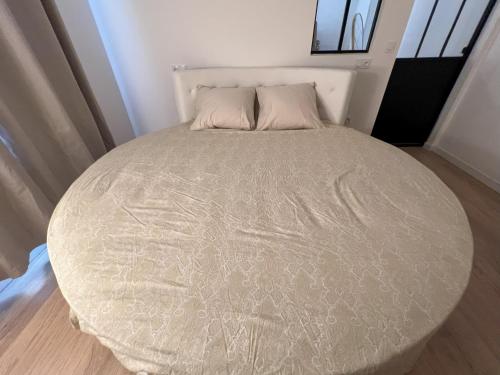 a bed in a room with a large bed in the middle at Paris Secret Spot - Loft Unique aux portes de Paris in Gentilly